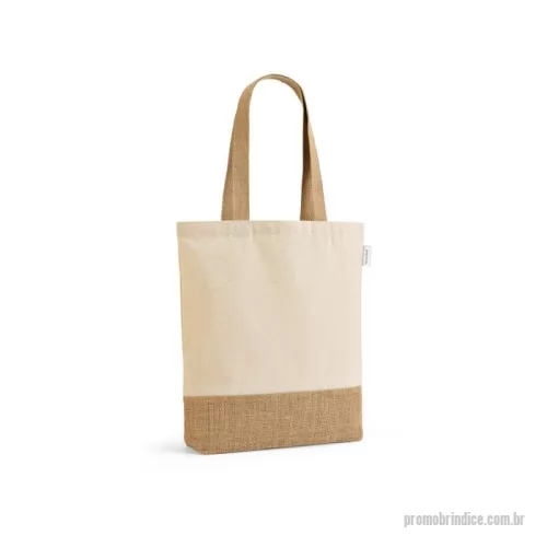 Sacola de Algodão personalizada - Sacola em 70% algodão reciclado e 30% poliéster reciclado (180 g/m²) com base em juta  Sacola em 70% algodão(MALDIVAS. ) reciclado e 30% poliéster reciclado (180 g/m²) com base em juta. Alças em webbing com 65 cm. 380 x 400 x 80 mm