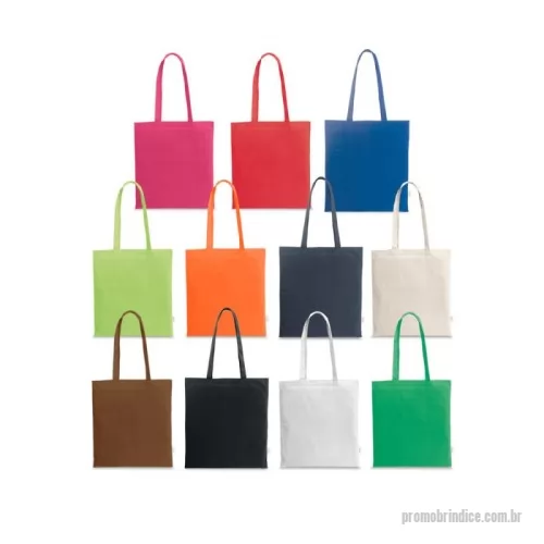 Sacola de Algodão personalizada - Sacola em 70% algodão reciclado e 30% poliéster reciclado (180 g/m²), com alças de 65 cm. O tecido é sem tingimento, é utilizado na sua cor original, sem produtos químicos de tingimento ou branqueamento, contribuindo para um menor impacto ambiental. 380 x 420 mm