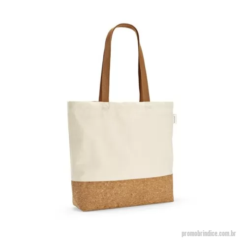 Sacola de Algodão personalizada - Sacola em 70% algodão reciclado e 30% poliéster reciclado (220 g/m²) com fundo em cortiça. Alças em webbing com 65 cm. 460 x 380 x 100 mm