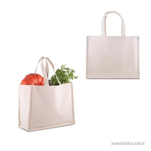 Sacola de Algodão personalizada - Sacola em Algodão Cru 220g/m², com base plana para maior estabilidade. Alça com altura de 17 cm, ideal para transporte.