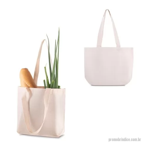 Sacola de Algodão personalizada - Sacola em Algodão Cru 120g/m²com base plana. Alça com altura de 23 cm, ideal para transporte.