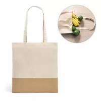 Sacola 100% algodão (160 g/m²) com detalhe em imitação de juta e alças de 65 cm. 375 x 415 mm