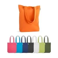 Sacola em 50% algodão, 30% algodão reciclado e 20% poliéster reciclado (220 g/m²), com alças de 62 cm. 380 x 400 x 100 mm