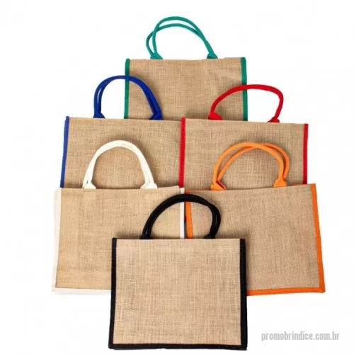 Sacola de Juta personalizada - Sacola ecológica confeccionada em juta com alças costuradas na parte interna.