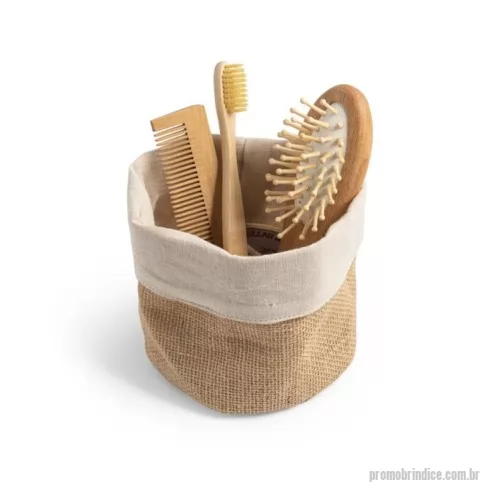 Sacola de Juta personalizada - Sacola multiusos em juta e algodão (260g/m²). Pode ser utilizado como vaso para plantas ou bolsa de arrumação. Ø180 x 130 mm