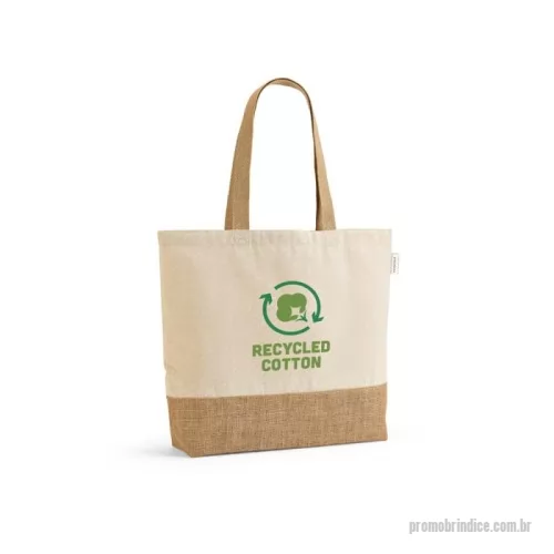 Sacola de Juta personalizada - Sacola em 70% algodão reciclado e 30% poliéster reciclado (220 g/m²) com base em juta. Alças em webbing com 65 cm. 460 x 380 x 100 mm