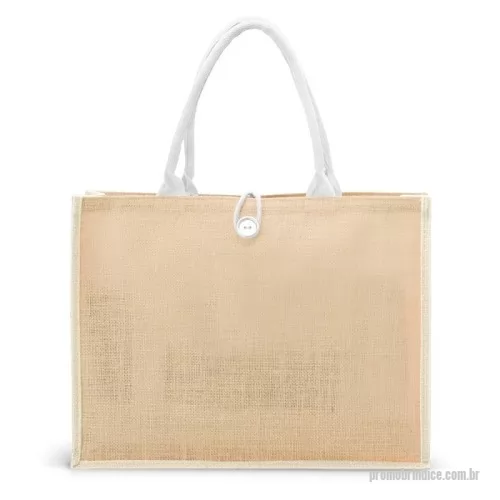 Sacola de Juta personalizada - Sacola feita de juta e conta com botão de fechamento, garantindo mais segurança para os itens. Suas alças permitem o uso tanto no ombro quanto na mão, oferecendo uma solução completa para as suas necessidades diárias.