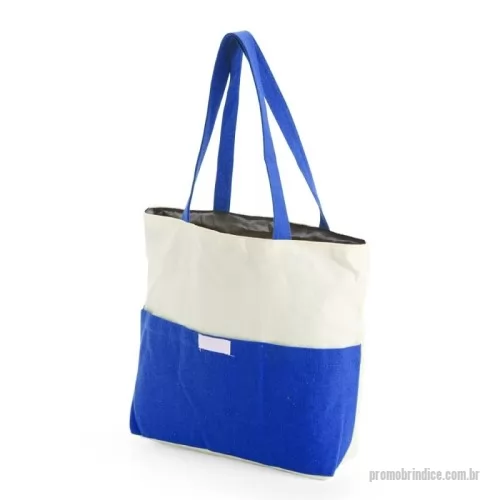 Sacola de lona personalizada - Sacola confeccionada em lona 356g/m² com revestimento interno em poliéster, bolso frontal aberto e duas alças com costura interna.