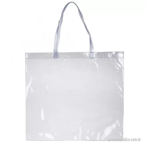 Sacola de PVC personalizada - Sacola Plástica  Descrição: Sacola de pvc de frente e verso liso, possui alça com detalhe em relevo. OBS.: Para prolongar a vida útil do material pvc, atente-se as condições ideais de armazenamento: mantenha o material em local seco e arejado, livre da exposição ao sol e altas temperaturas.  Medidas aproximadas para gravação (CxL):  36 cm x 43 cm  Tamanho total aproximado  (CxL):  39,2 cm x 43,7 cm  Peso aproximado (g):  118