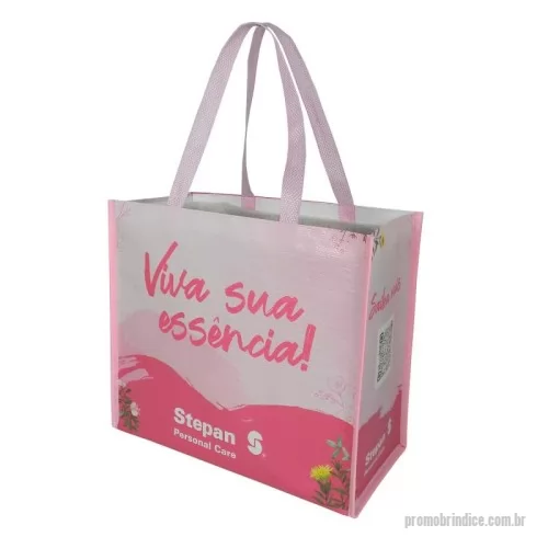 Sacola de ráfia personalizada - Sacola de Ráfia Laminada 120 Gramas -Cromia frente e costa mais lateral