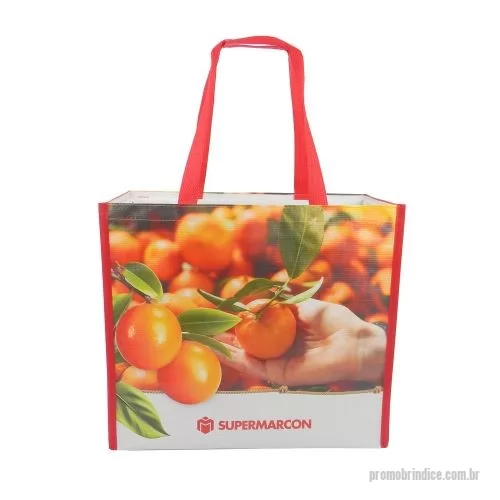Sacola de ráfia personalizada - Sacola de Ráfia Laminada 120 Gramas -Cromia frente e costa mais lateral