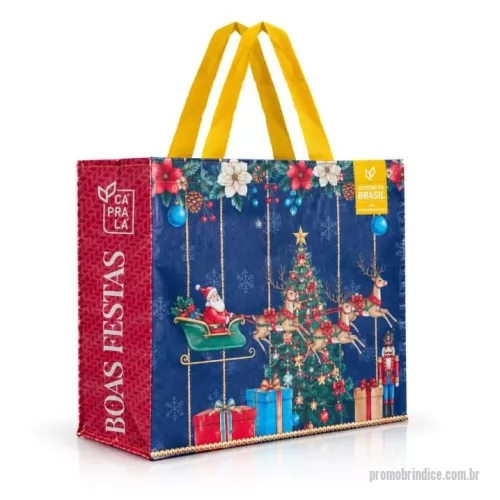 Sacola de ráfia personalizada - Sacola de NATAL em  Ráfia Laminada Importada ,120 Gramas -Cromia frente e costa mais lateral