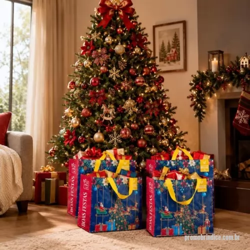 Sacola de ráfia personalizada - Sacola de Ráfia NATAL  Laminada 120 Grs - Impressão DIGITAL UV - Qualidade Fotográfica