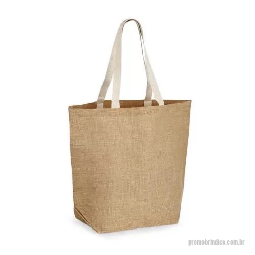 Sacola de tecido personalizada - Sacola. Juta: 360 g/m². Com laminado no interior. Alças webbing de 60 cm. 445 x 385 x 165 mm