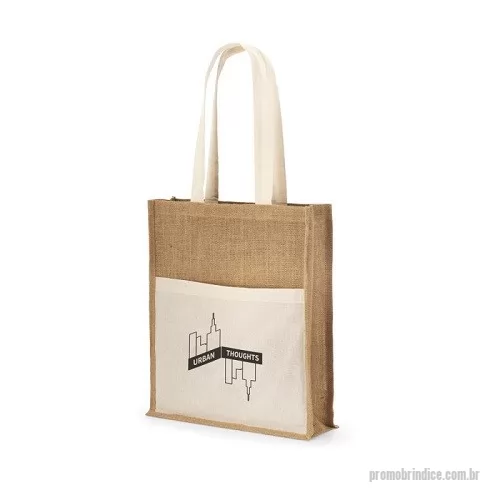 Sacola de tecido personalizada - Sacola Tecido Juta com Bolso Frontal