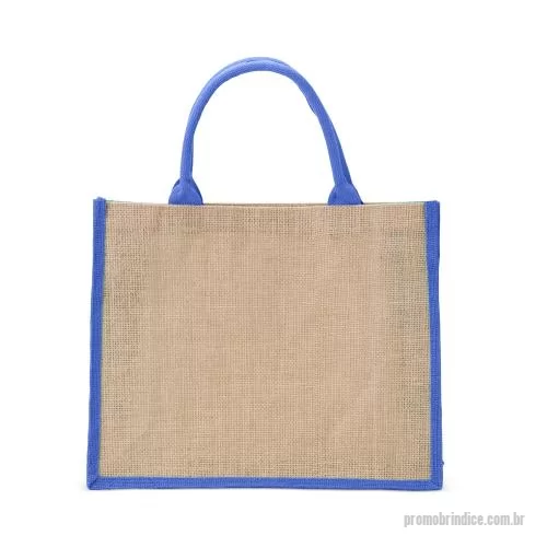Sacola de tecido personalizada - Sacola ecológica confeccionada em juta com alças costuradas na parte interna.