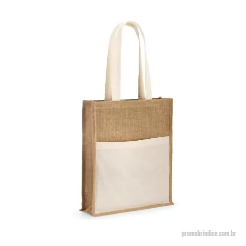 Sacola de tecido personalizada - Sacola em 100% juta (240 g/m²) com alças de 65 cm e um bolso frontal em 100% algodão (140 g/m²).