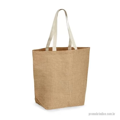 Sacola de tecido personalizada - Sacola em 100% juta (360 g/m²) com laminado no interior e alças webbing de 60 cm. Ideal para compras.