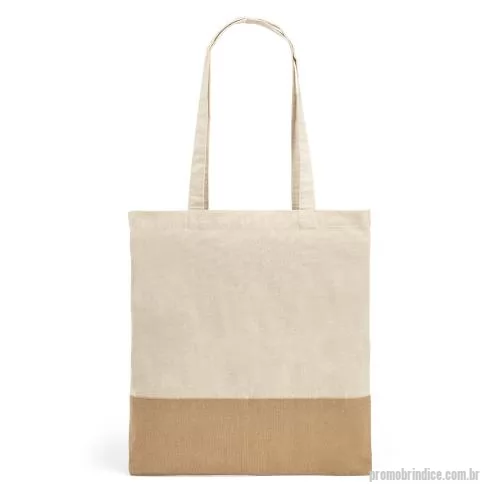 Sacola de tecido personalizada - Sacola em 100% algodão (160 g/m²) com detalhe em imitação de juta e alças de 65 cm.