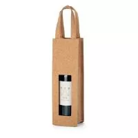 Sacola em cortiça para 1 garrafa. Sacola amiga do ambiente com 2 alças e janela na parte frontal, ideal para oferta.