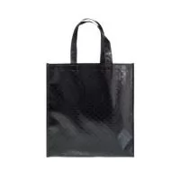 Sacola de TNT Metalizado personalizada, 80g gramas, material preto. Outras opções de cores: pink, prata, dourado, vermelho.  A personalização é feita em Silk, até 2 cores, arte sob consulta e envio prévio.