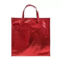 Sacola de TNT Metalizado personalizada, 80g gramas, material vermelho. Outras opções de cores: pink, prata, preto, dourado.