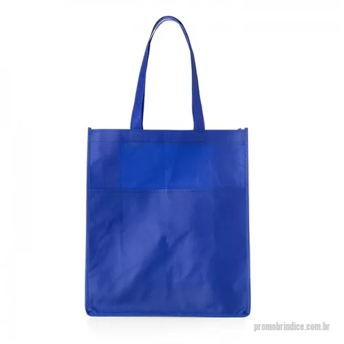 Sacola de TNT personalizada - Sacola ecológica com bolso frontal externo e fundo amplo, contém alças para transporte.