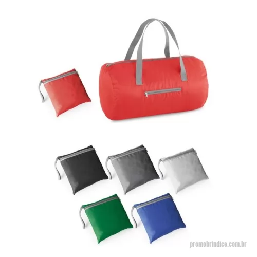 Sacola dobrável personalizada - Sacola esportiva dobrável em 210D ripstop com bolso frontal. Fornecida desdobrada. Capacidade até 17 L. ø240 x 410 mm | Dobrado: 160 x 160 mm
