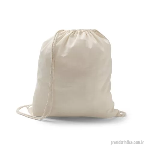 Sacola dobrável personalizada - Sacola tipo mochila 100% algodão (100 g/m²) com alças. 370 x 410 mm