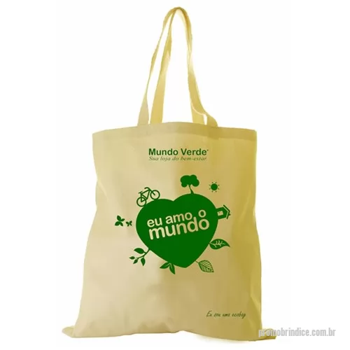 Sacola ecológica personalizada - Confeccionadas em algodão cru, as sacolas ecológicas personalizadas possuem alça de ombro e contam com ótima área para inserção de logomarca em silkscreen. Brinde de baixo custo e grande aderência junto ao público, as sacolas ecológicas personalizada