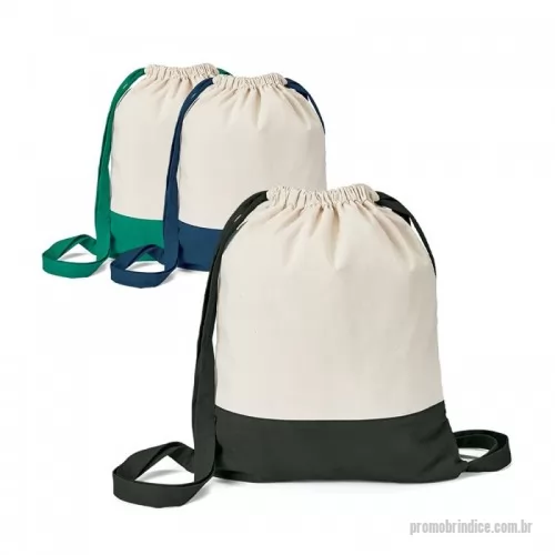 Sacola ecológica personalizada - Sacola tipo mochila. 100% algodão canvas: 180 g/m². 350 x 430 mm