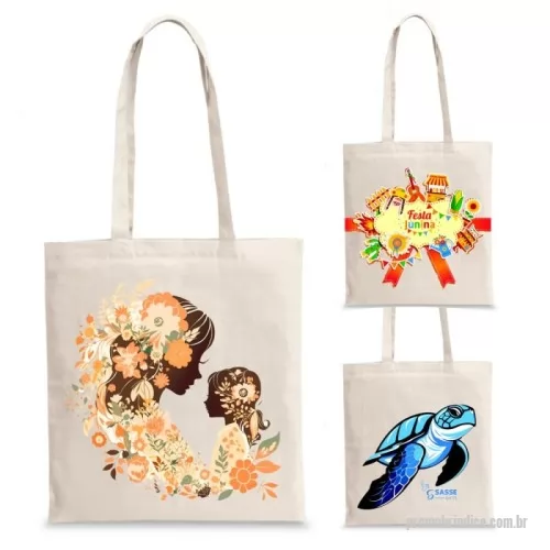Sacola ecológica personalizada - Lona pesada : 380 g/m² - 100% algodão. Lona média: 280 g/m² - 100% algodão. Lonita: 130 g/m² - 100% algodão. tamanho variados. Personalização: Silkscreen . Cores: crua  