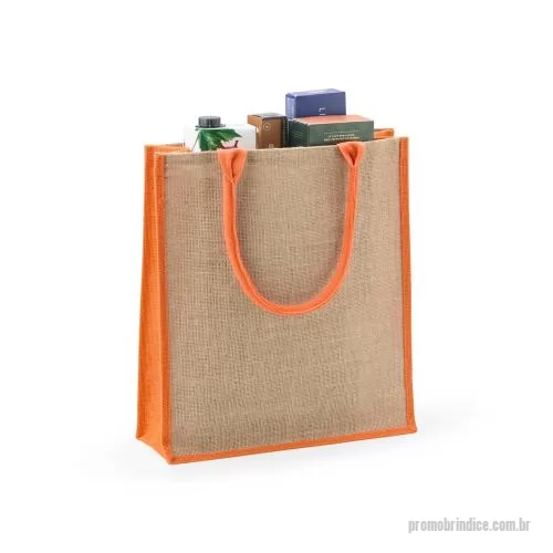 Sacola ecológica personalizada - Sacola ecológica confeccionada em juta com alças costuradas na parte interna.