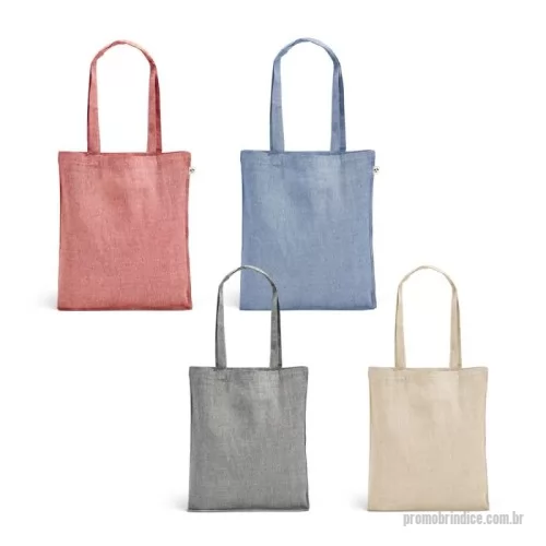Sacola ecológica personalizada - Sacola dobrável em 70% algodão reciclado e 30% poliéster reciclado (140 g/m²) com alças de 65 cm. O tecido é sem tingimento, e utilizado na sua cor original, sem produtos químicos de tingimento ou branqueamento, contribuindo para um menor impacto ambiental. 380 x 420 mm