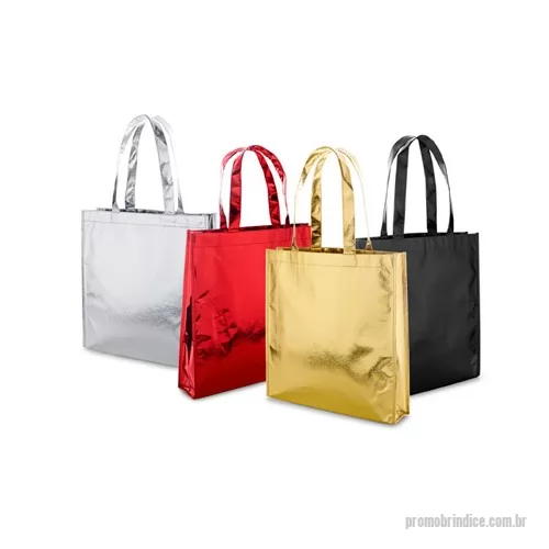 Sacola personalizada - Sacolas Personalizadas em TNT, Medidas 340 x 350 x 80 mm, Material TNT Laminado, Cores Preto, vermelho, dourado e prata