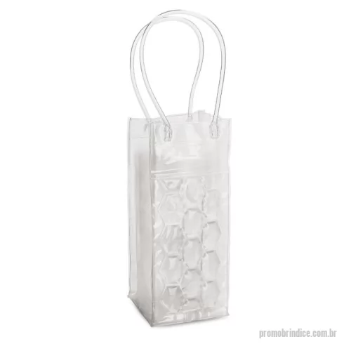 Sacola personalizada - Sacola refrigeradora para 1 garrafa em PVC com alças de 35 cm. 100 x 250 x 100 mm