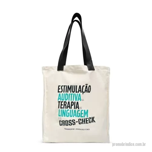 Sacola personalizada - Sacola ecobag em lona de algodão 300gr, alça couro sintético. Tamanho de 40x45x15cm.
