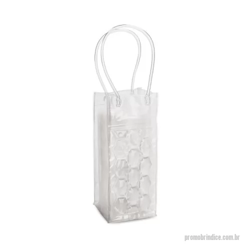 Sacola personalizada - Sacola refrigeradora para 1 garrafa em PVC com alças de 35 cm. 100 x 250 x 100 mm