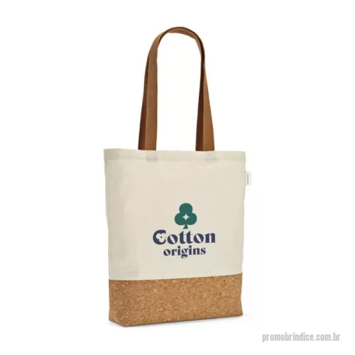 Sacola personalizada - Sacola em 70% algodão reciclado e 30% poliéster reciclado (180 g/m²) com fundo em cortiça. Alças em webbing com 65 cm. 380 x 400 x 80 mm. ALÉM DESSE PRODUTO TEMOS OUTROS MODELOS EMAIS DE 3.000 ITENS EM NOSSO CATÁLOGO