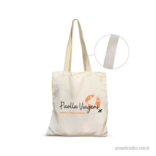 Sacola personalizada - Sacola em lona de algodão 140g no tamanho 39x41cm, com alça de algodão trançado 2,5x60cm.
