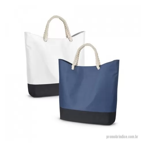 Sacola personalizada - Sacola de praia em 600D. Alça em corda de algodão de 58cm. 