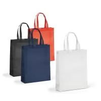 Sacola em non-woven (80 g/m²) termo-selado com alças de 50 cm. 320 x 380 x 90 mm