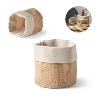 Sacola multiusos em juta e algodão (260g/m²). Pode ser utilizado como vaso para plantas ou bolsa de arrumação. Ø180 x 130 mm