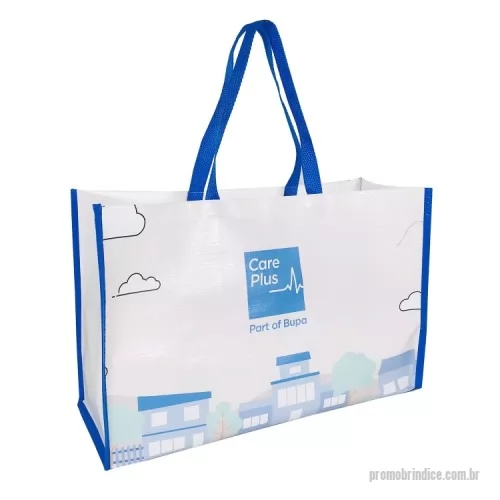 Sacola Reutilizável personalizada - Medidas: 550x350x200mm Material: Ráfia 120 Acabamento em costura Impressão digital U.V.