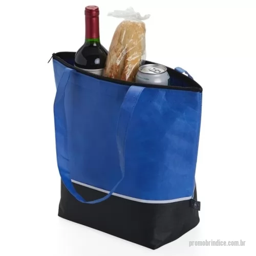 Sacola térmica personalizada - Sacola térmica de rPET com capacidade de 10 litros, contém fechamento com zíper.