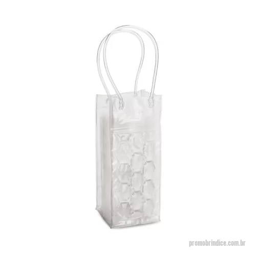 Sacola térmica personalizada - Sacola refrigeradora para 1 garrafa em PVC com alças de 35 cm. 100 x 250 x 100 mm