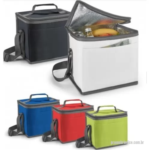 Sacola térmica personalizada - Bolsa térmica em 600D com alça ajustável em webbing e bolso frontal. Capacidade até 9 L. Certificação EU Food Grade. 240 x 220 x 170 mm