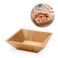 Saladeira em bambu em formato quadrado. Adicione o conjunto Salvy de 2 talheres para salada em bambu para compor este brinde ecológico. Certificação EU Food Grade. A cor e o resultado da impressão nos materiais naturais pode variar entre produtos. 21