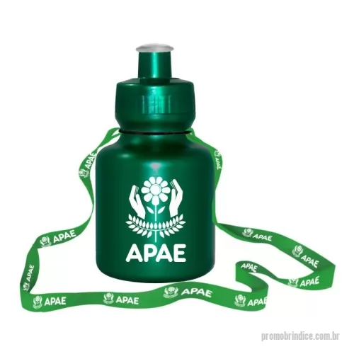 squeeze com cordão personalizado - Squeeze com Cordão de PE resistente e flexível, tampa rosqueável em PP, bico em PVC cristal e cordão personalizado 15mm. Acabamento e vedação impecável. Capacidade de 300 mL