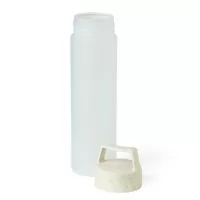 Squeeze Soft Eco Personalizada, produzida em material de PVC SOFT TOUCH, sua tampa é rosqueável, em fibra de arroz.